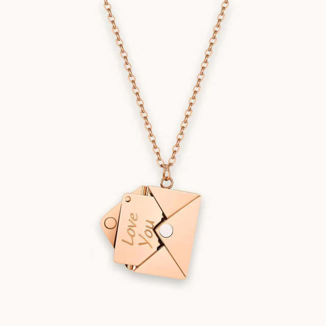 Hot sale love letter envelop pendant stainless steel necklace