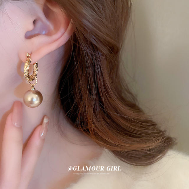 Elegant color pearl drop earrings