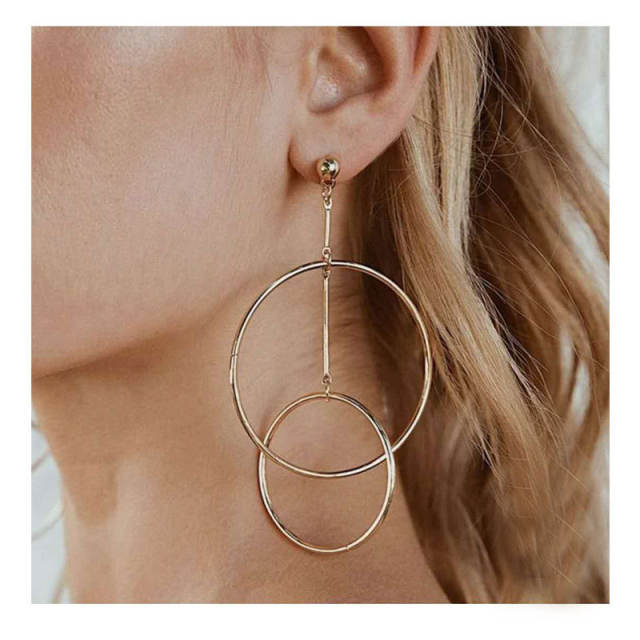 Creative geometric circle shape dangle earrings