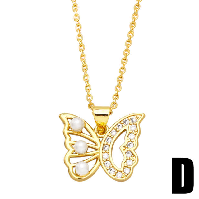 2023 delicate cubic zircon butterfly pendant copper necklace