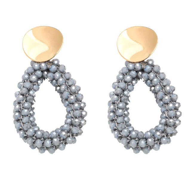 Boho color crystal beads weaving earrings