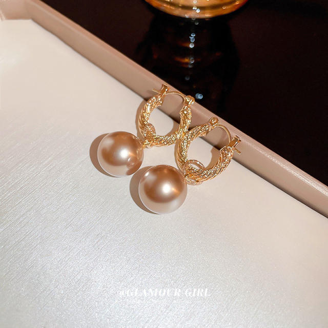 Elegant color pearl drop earrings