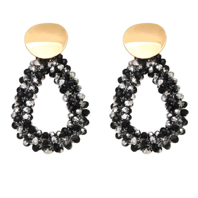 Boho color crystal beads weaving earrings