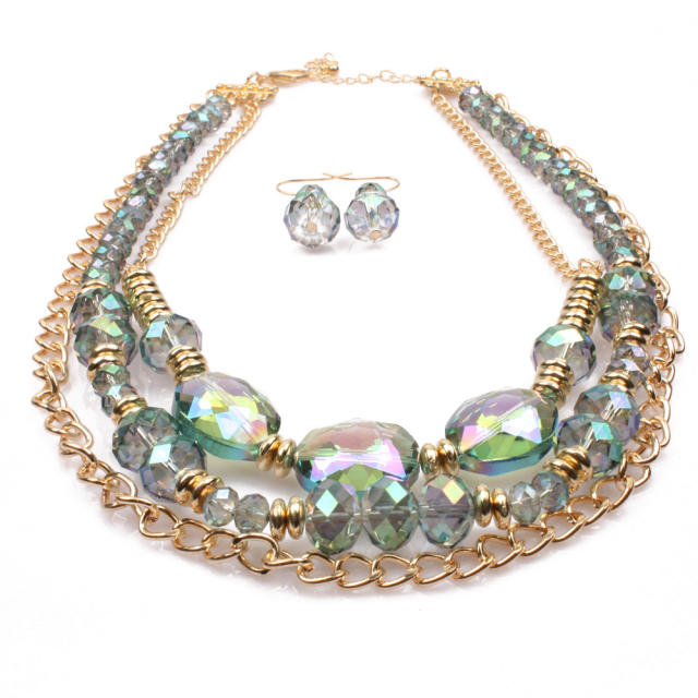 Fashionable glass crystal beads layer jewelry set
