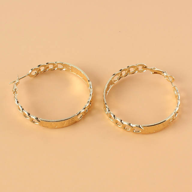 Hiphop love letter metal hoop earrings