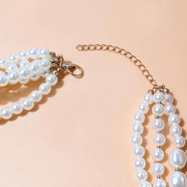 Vintage faux pearl bead necklace set