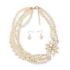 Vintage faux pearl bead necklace set