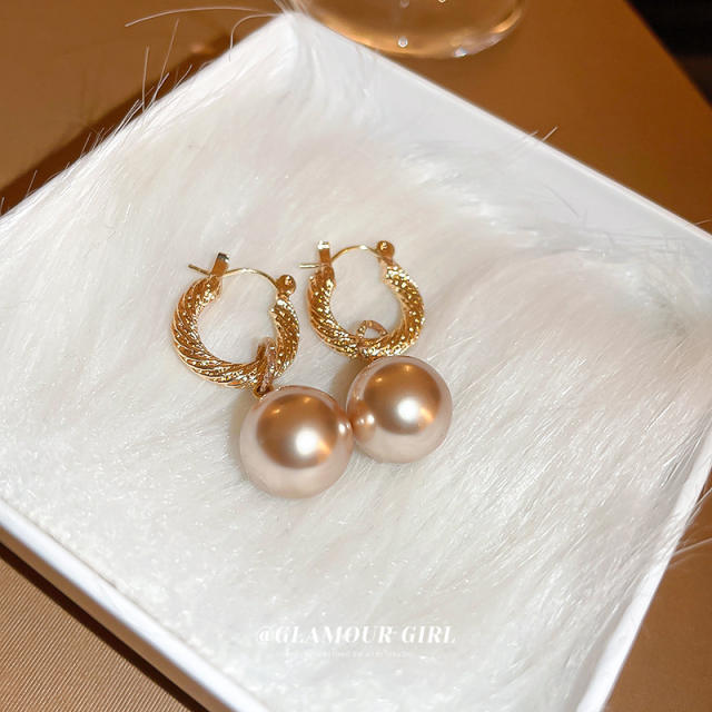 Elegant color pearl drop earrings