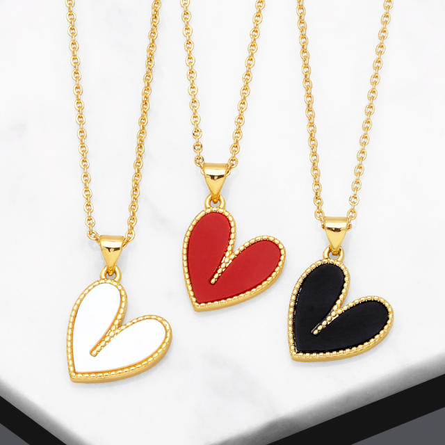 Color enamle heart pendant copper necklace