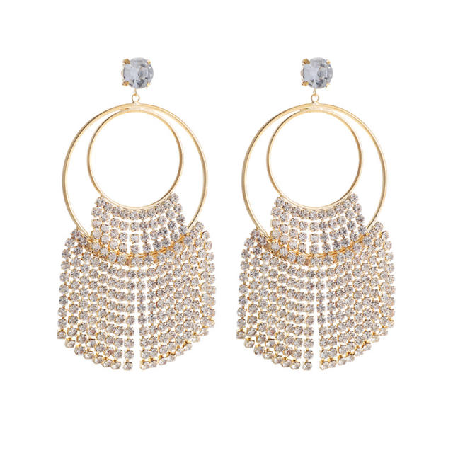 Personality diamond chain tassel geometric earrings
