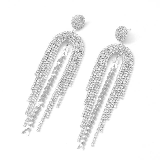 925 needle luxury diamond tassel earrings