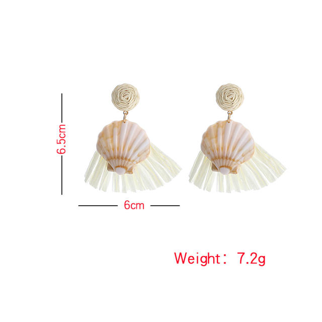 Boho fan shape shell earrings