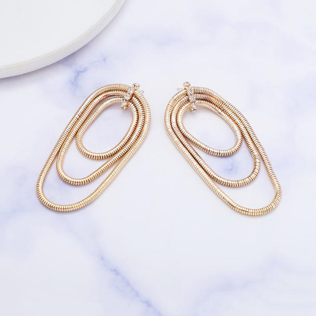 Vintage geometric shape snake chain earrings