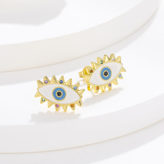 Hot sale enamel evil eye studs earrings