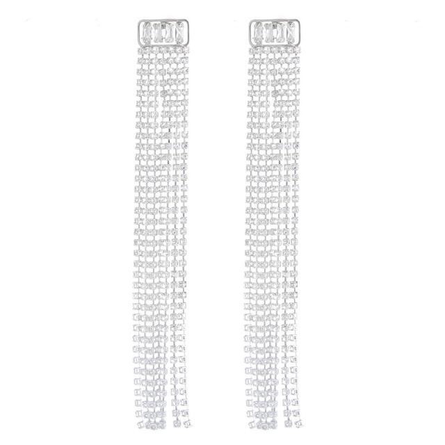 INS elegant diamond tassel long earrings