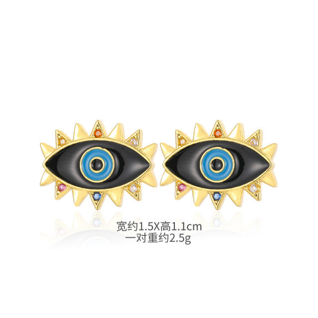 Hot sale enamel evil eye studs earrings