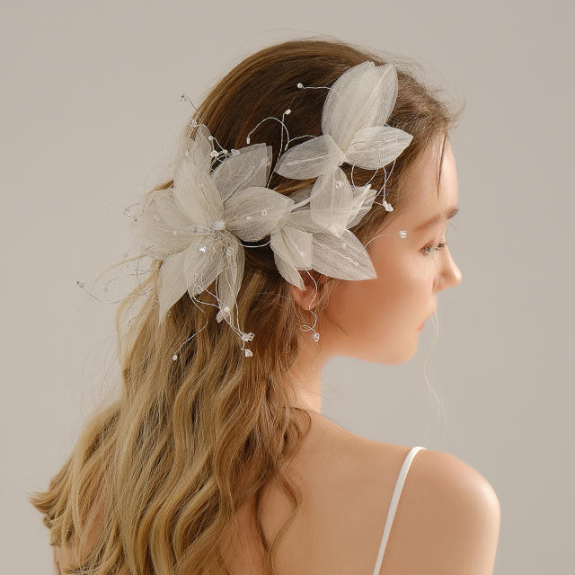 Korean fashion elegant white color flower bridal hair pins