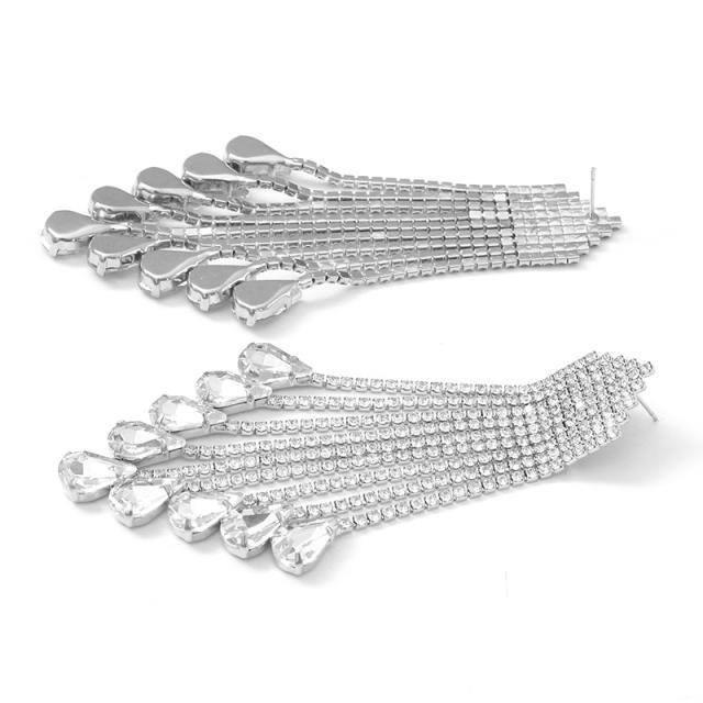 Luxury diamond chain tassel earrings