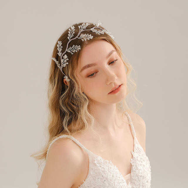 Korean fashion handmade cubic zircon setting bridal headband