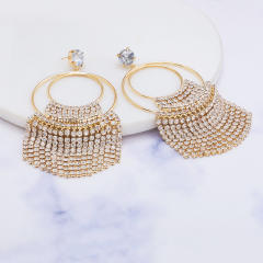 Personality diamond chain tassel geometric earrings