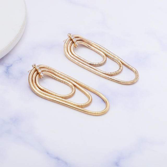 Vintage geometric shape snake chain earrings