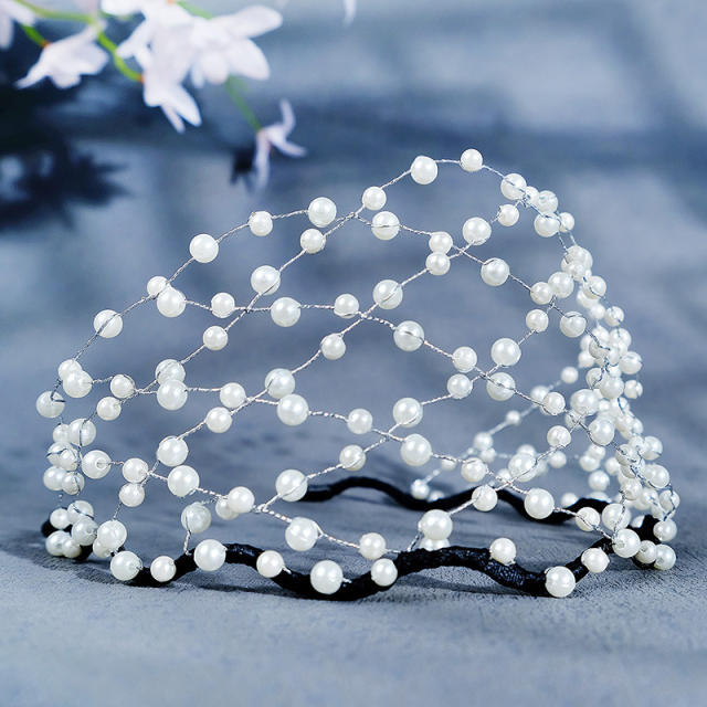 INS popular handmade pearl beads bridal headband