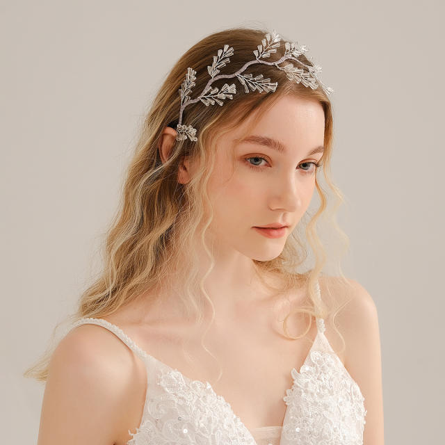 Korean fashion handmade cubic zircon setting bridal headband