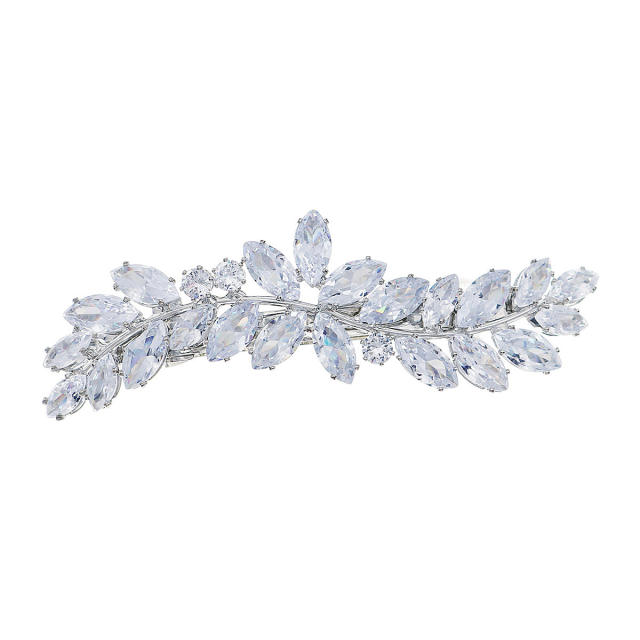 Delicate cubic zircon setting diamond french barrette hair clips