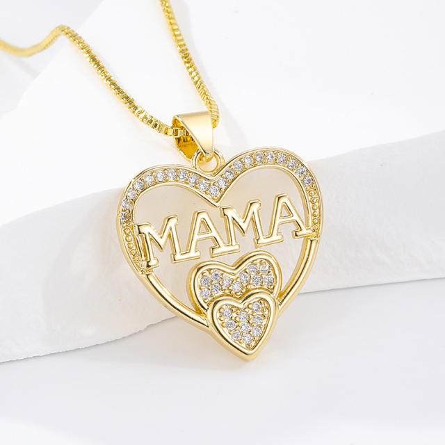Heart shape mama letter pendant necklace