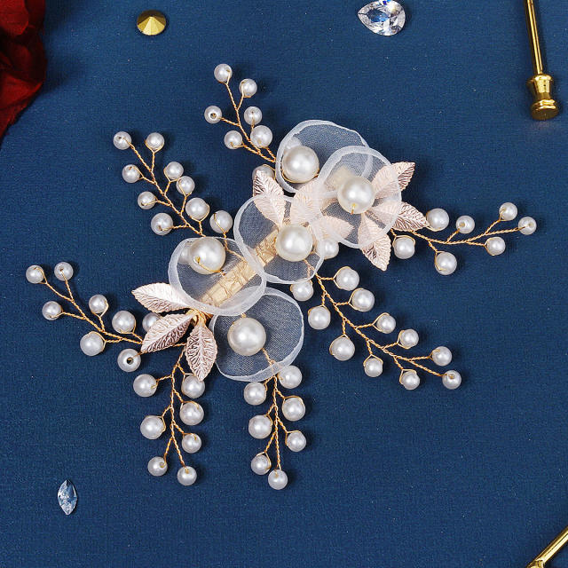 Korean fashion mesh flower handmade bridal hair pins