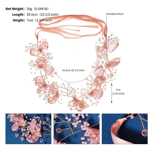 Handmade lace beads bridal headband