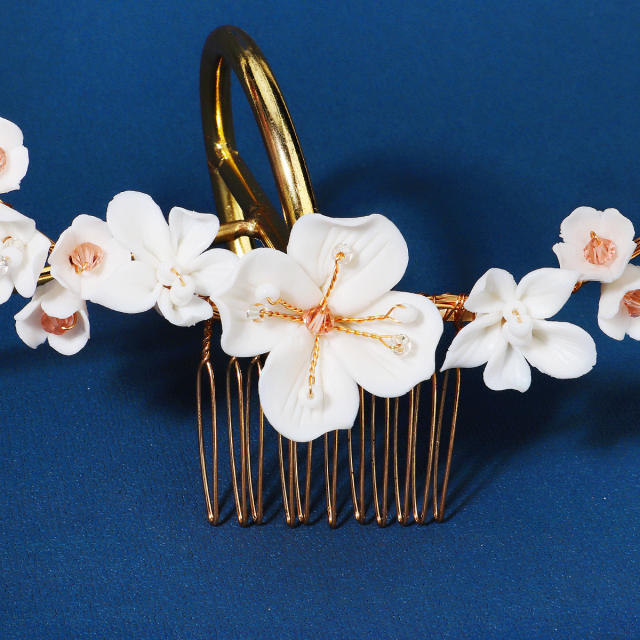 Korean fashion white color flower bridal hair combs
