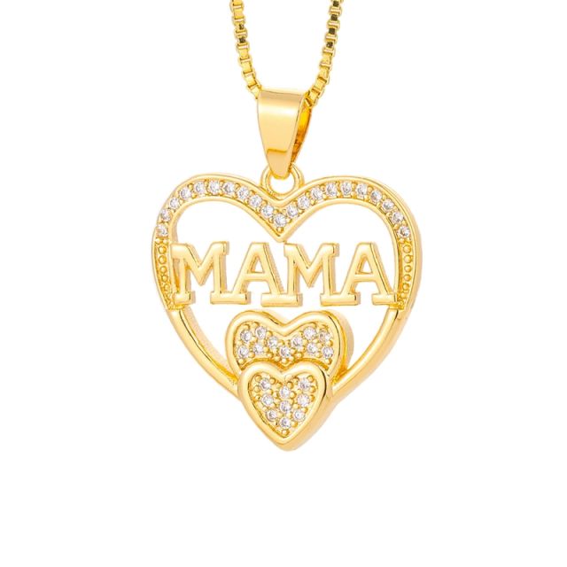 Heart shape mama letter pendant necklace