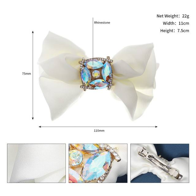 Korean fashion white color bow french barrette hair clips