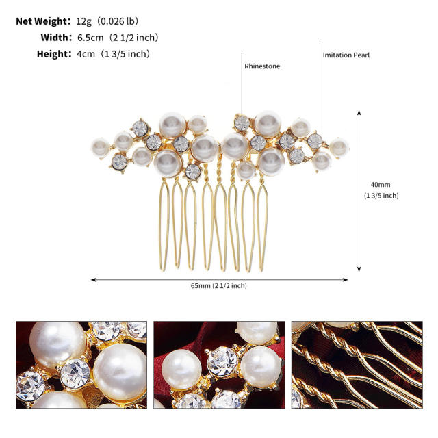 Occident fashion pearl beads cubic zircon hair combs