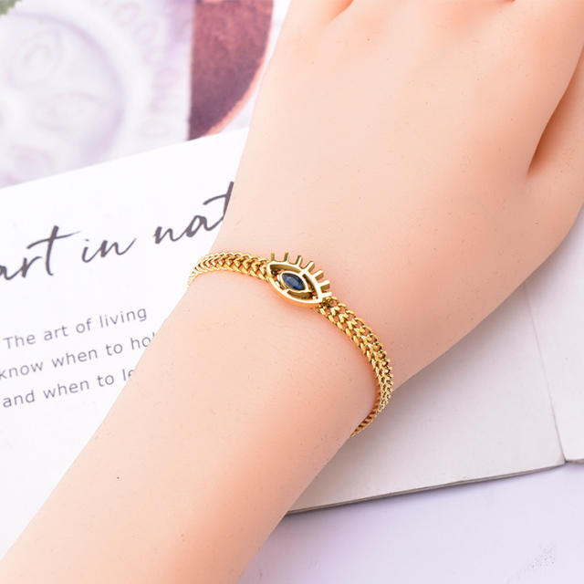 Creative evil eye stainless steel chain necklace bracelet