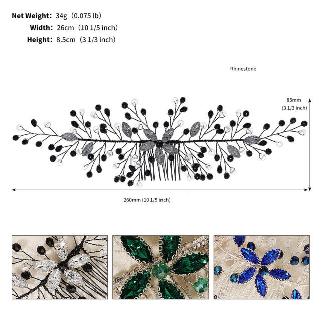 Occident fashion colorful crystal beads hair combs