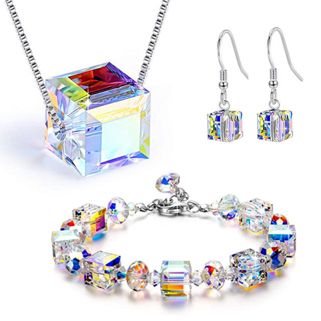 Amazon hot sale 8mm crystal square beads jewelry set