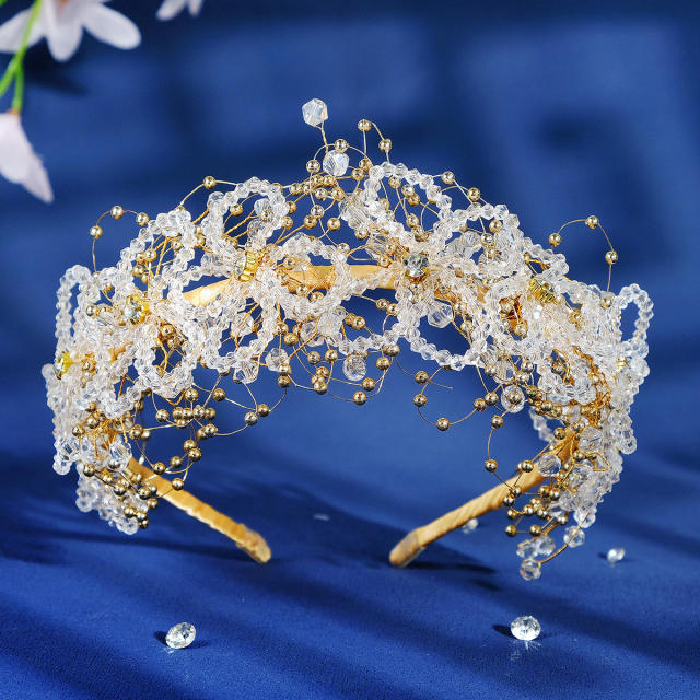 Korean fashion handmade crystal beads headband