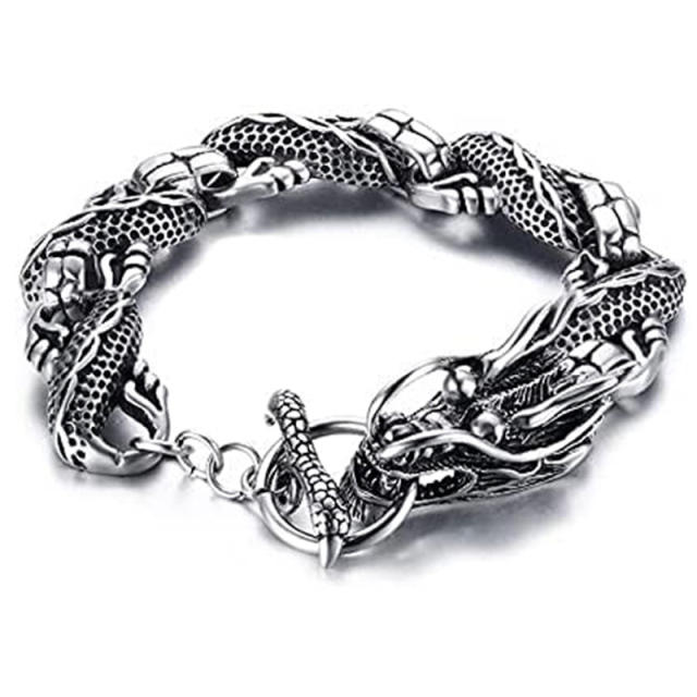 Hiphop the dragon head chain bracelet for men