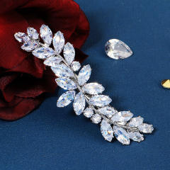 Delicate cubic zircon setting diamond french barrette hair clips