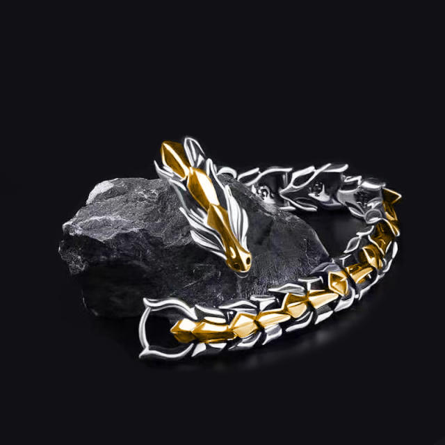 Hiphop the dragon head chain bracelet for men