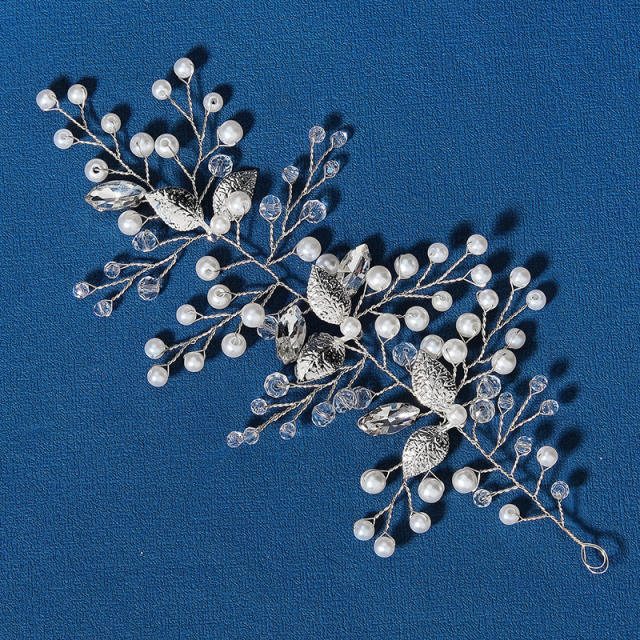 Handmade pearl crystal beads bridal hair pieces
