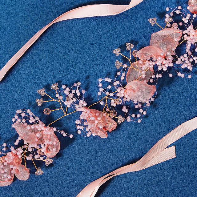 Handmade lace beads bridal headband