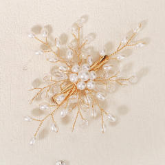 Korean fashion handmade pearl beads flower duckbill hair clips