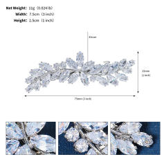 Delicate cubic zircon setting diamond french barrette hair clips