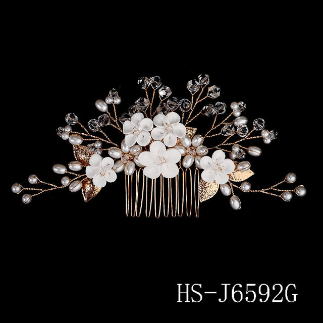 Korean fashion elegant pearl beads handmade hair combs