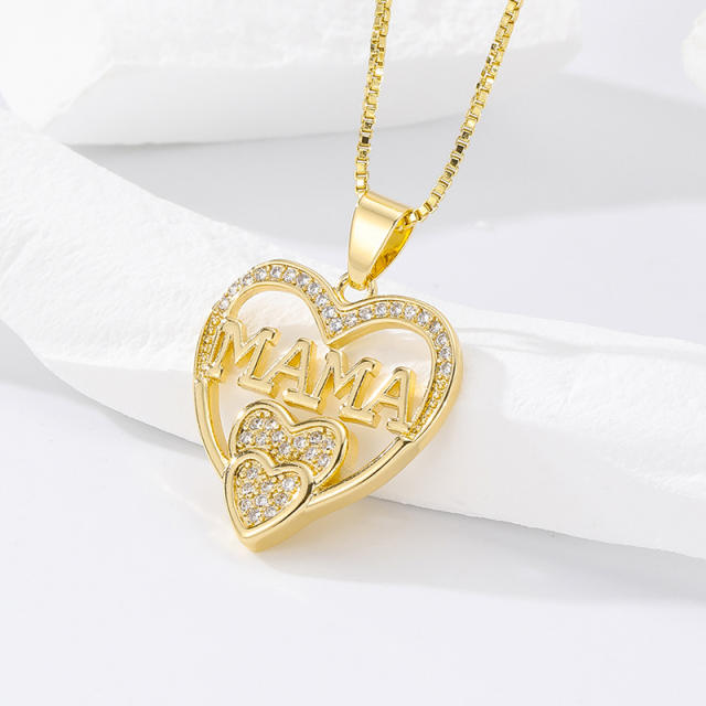 Heart shape mama letter pendant necklace