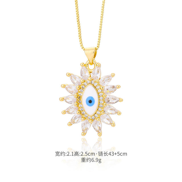 Amazon hot sale pearl cubic zircon setting evil eye necklace