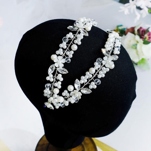 Korean fashion pearl beads handmade two layer headband